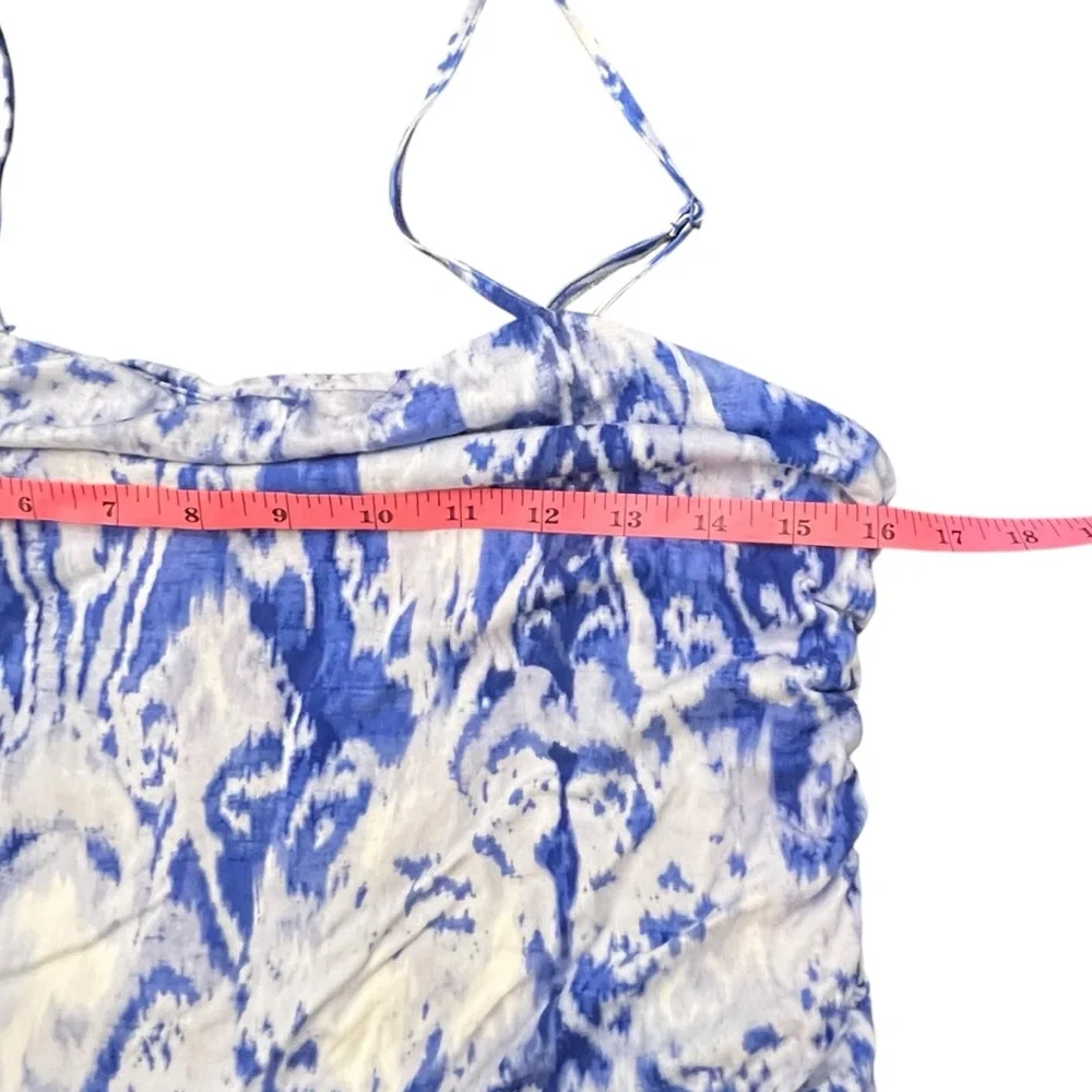 Carole Little Dress Ruched Maxi Cami Halter Empire Blue Tie Dye Boho Hippie XL - Picture 11 of 15